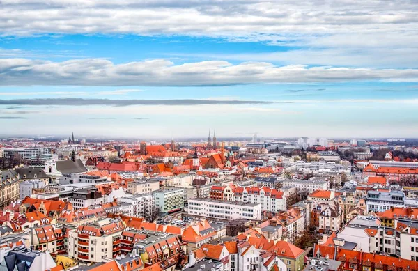 City Wroclaw Beautiful View Bright Roofs Houses Old Town Height — Stock Photo, Image