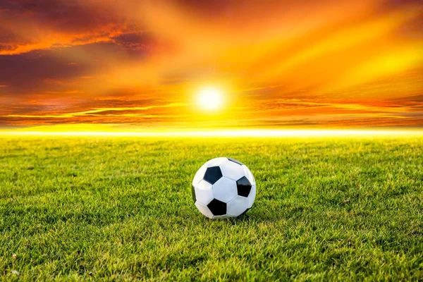 Football Soccer Ball Kickoff Game Sunset — Stock Photo, Image