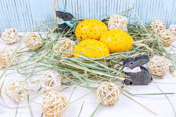 Eggs Nest Religion Holiday Easter Food Table — Stock Photo, Image