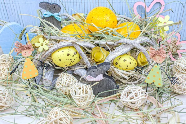 Eggs Nest Religion Holiday Easter Food Table — Stock Photo, Image