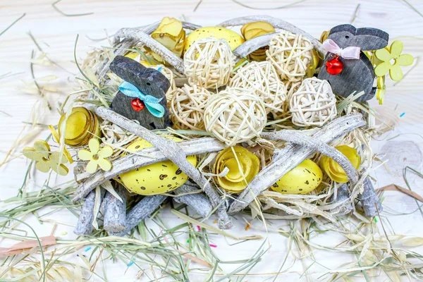 Eggs Nest Religion Holiday Easter Food Table — Stock Photo, Image