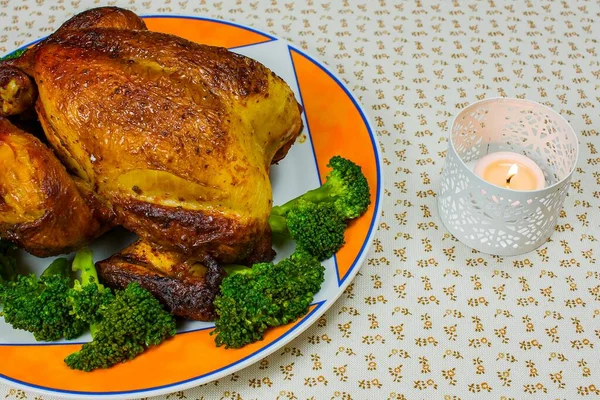 Roast chicken . Chicken for dinner is delicious