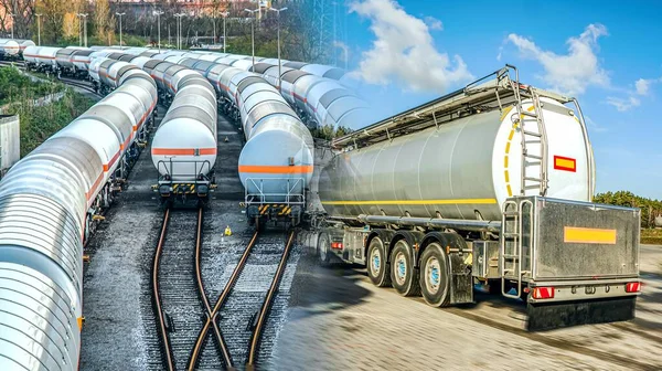 Palivové Tankery Nádrž Přepravu Tekutého Nebezpečného Zboží — Stock fotografie