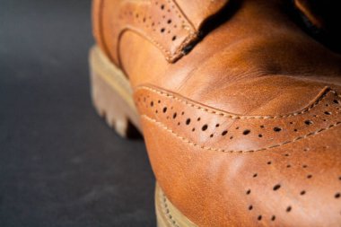 kahverengi oxford mumlu klasik deri ince şık şık erkek ayakkabı portre