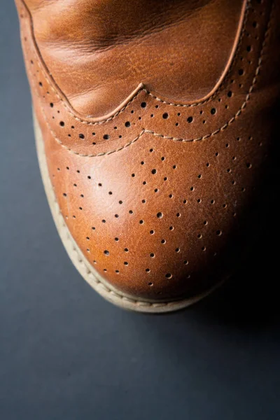 kahverengi oxford mumlu klasik deri ince şık şık erkek ayakkabı portre