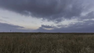 Kış fırtına bulutları Don bozkırlarında üzerinde hızlı hareket.