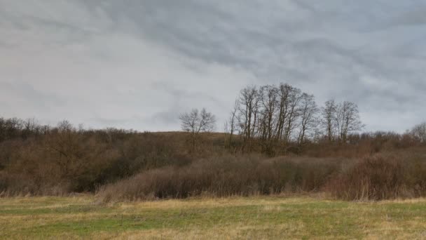 Déplacement rapide de nuages orageux hivernaux au-dessus des steppes du Don . — Video