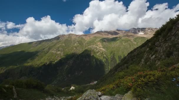 Russia Time Lapse Movement Clouds Water Flows Stormy River Caucasus — Stock Video