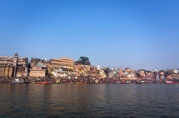 Varanasi city landscape - view from the Ganga river, India, ancient city landscape, Varanasi river trip,