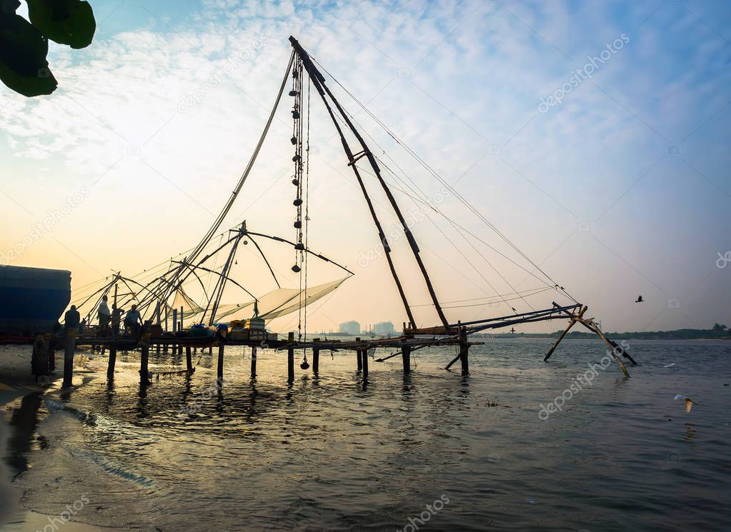 sunset shot of the chinese fishing nets