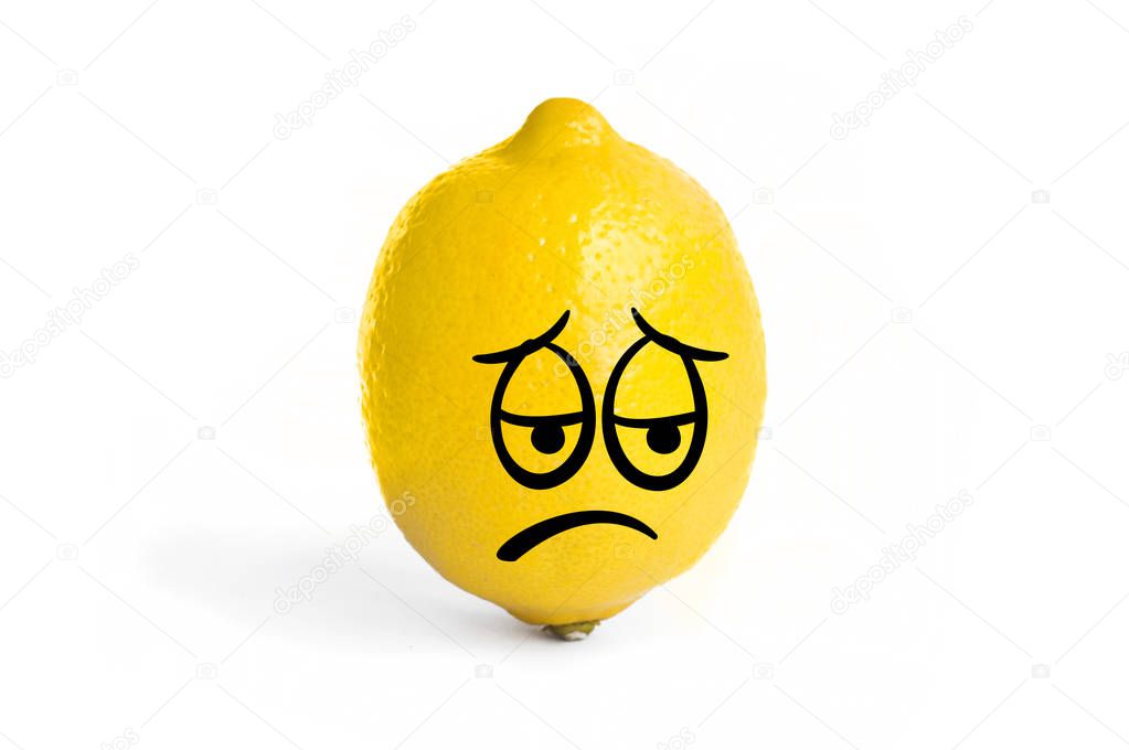 Sour face on a lemon.