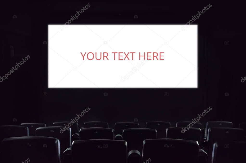 Empty screen. Empty cinema screen at the movie theatre