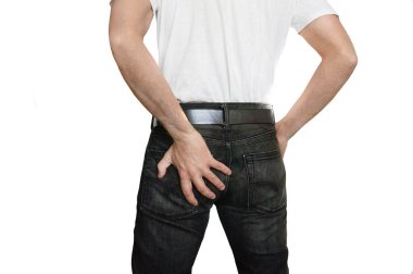 Man with hemorrhoids clipart