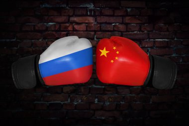 A boxing match between the USA and Russia clipart
