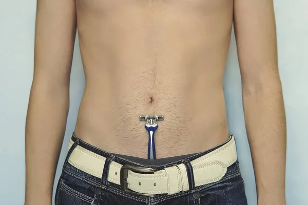 A guy is about to shave pubis — Stock Image A guy is about to shave pubis Stock Picture