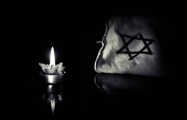The star of David and candle stands clipart