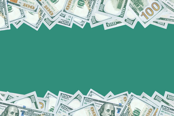 100 dollars banknotes background with blank space in middle