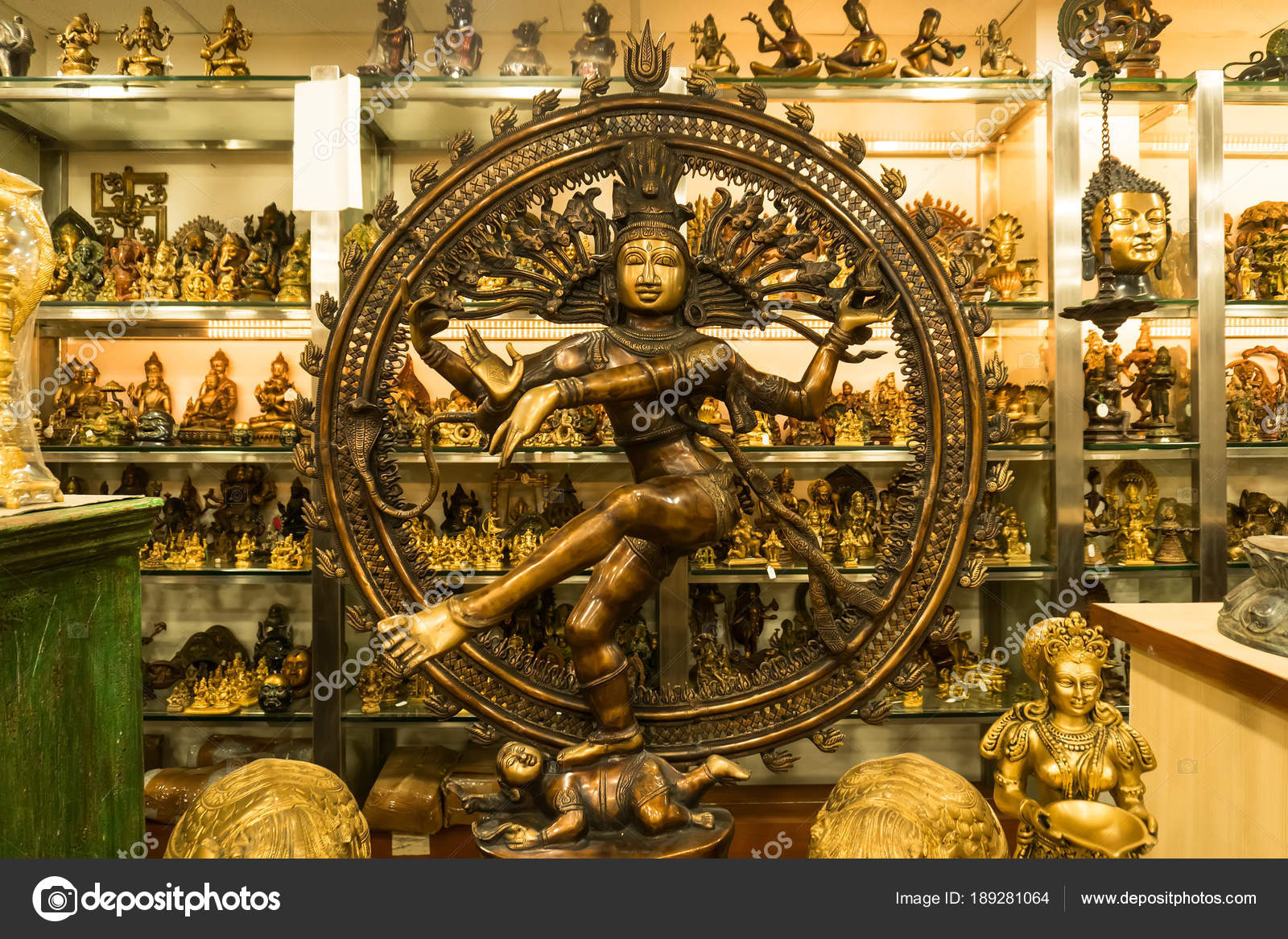 Bronze statue of indian goddess Shiva Nataraja Lord of Dance Stock