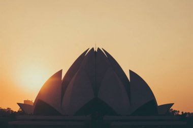 Lotus temple günbatımı, yeni delhi, Hindistan