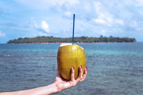 Cocktail de noix de coco frais à han — Photo