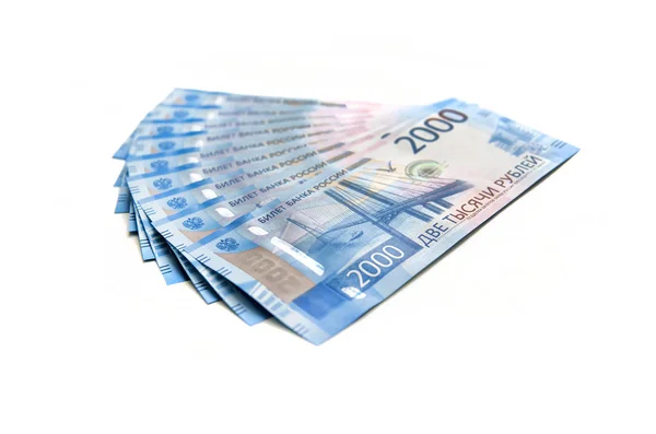 Pacchetto di nuove banconote del valore di duemila rubli — Foto Stock