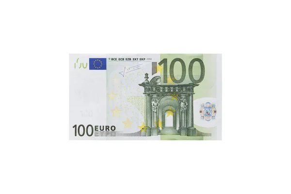 Τραπεζογραμμάτιο Εκατό Ευρώ Απομονωθεί Λευκό Φόντο — Φωτογραφία Αρχείου