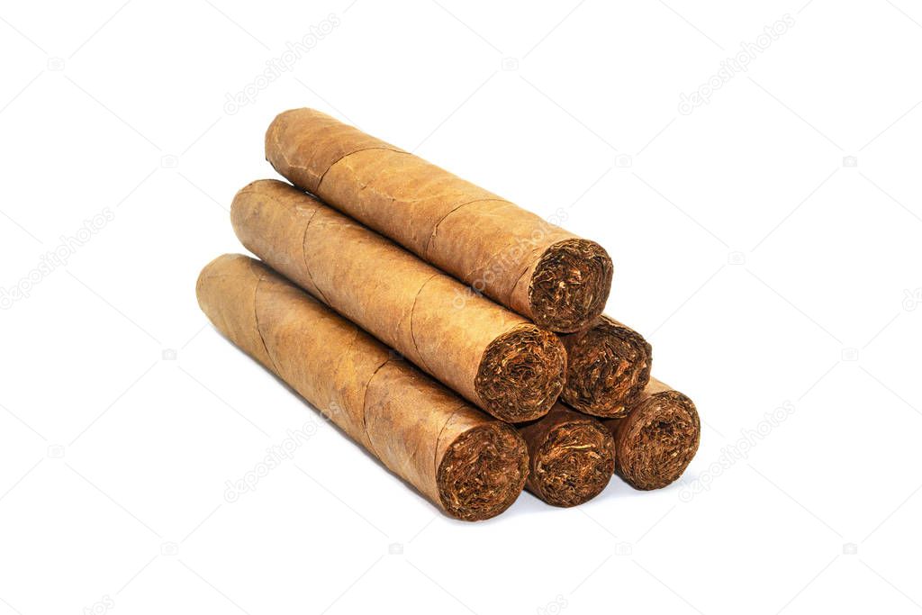 Real expensive premium Cuban cigars. Fat Cuban Cigars, lighter tobacco leaves, hand rolled