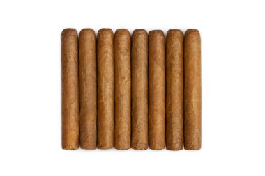 Çok pahalı Küba puroları. Havana puroları beyaza sabitlendi.