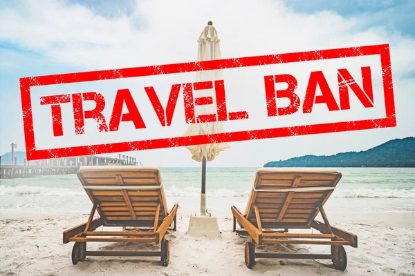 the ban on travel concept. Coronavirus pandemic. Flight ban and closed borders for tourists and travelers with coronavirus covid-19 from Europe and Asia. Travel ban