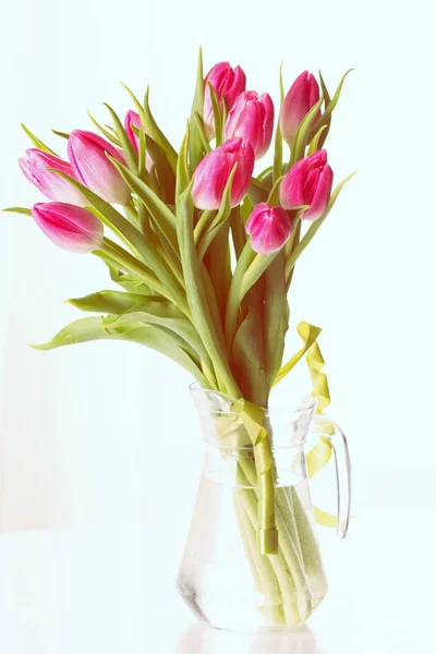 Fräsch rosa tulpaner. Rosa tulpan. Tulpaner. Blomma bakgrund. — Stockfoto