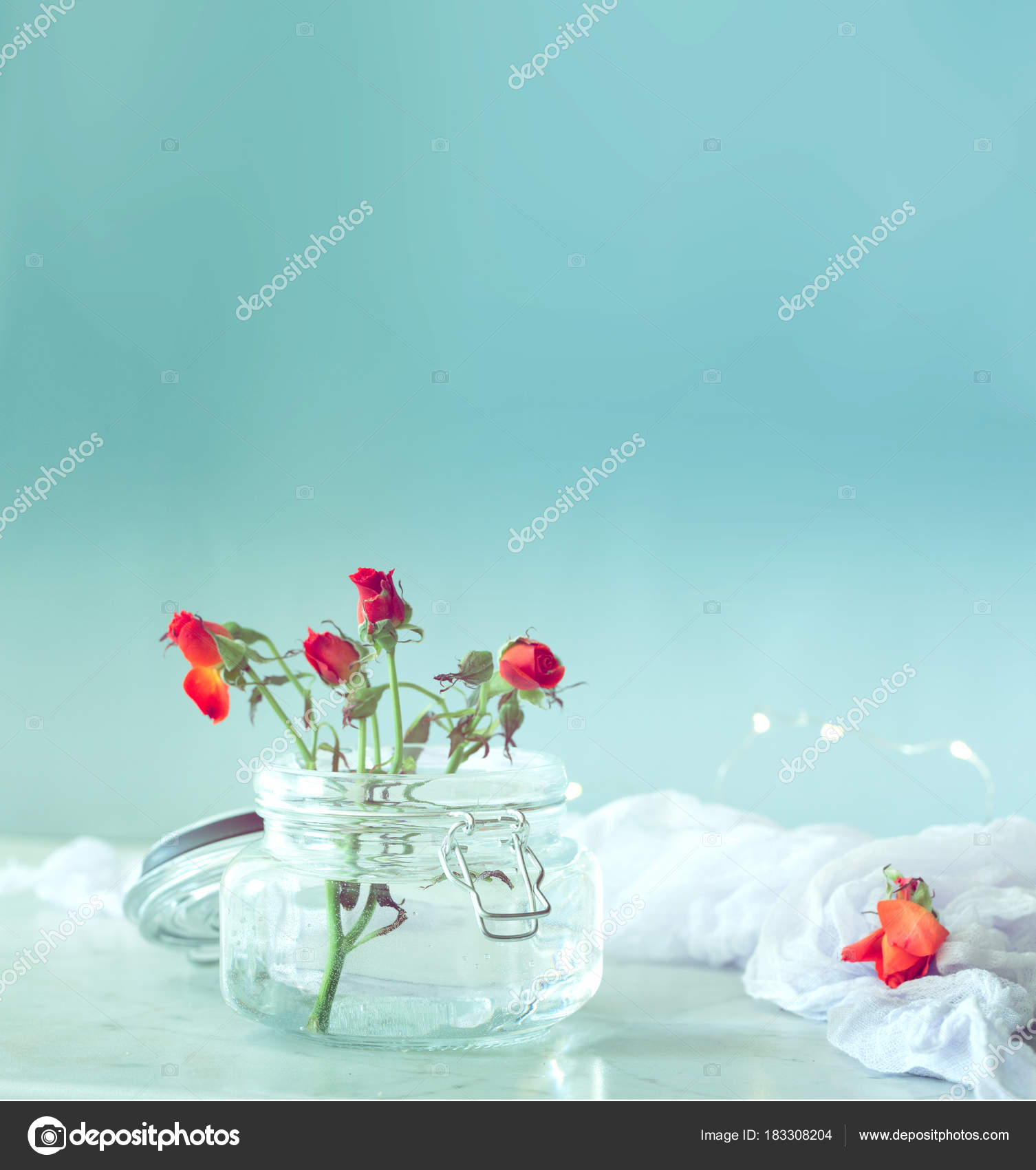 Artistic Photo Of Beautiful Rose In A Vase On A Marble Table Na
