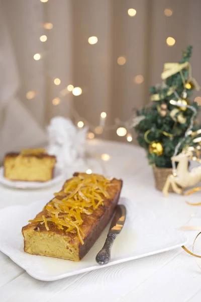 Homemade orange bundt cake. Christmas and Winter Holidays homema