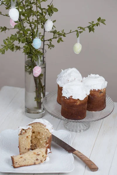 Homemade Easter Cake for Easter celebrating. Fresh Easter cake kulich (Easter bread paska paskha)