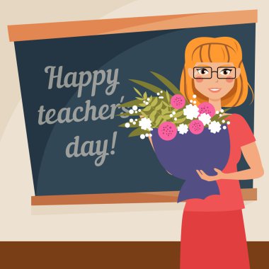 Mutlu öğretmenler günü kartı.
