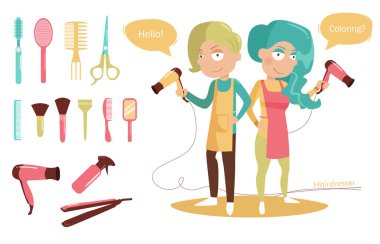 Kuaför illüstrasyon ayarla.