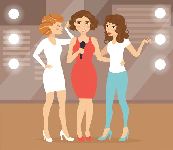 Les femmes chantent sur scène . — Image vectorielle