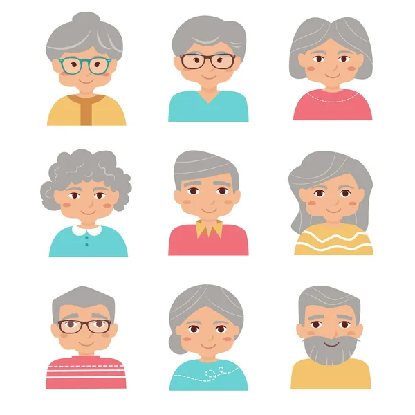 Viejo conjunto de personas. — Vector de stock