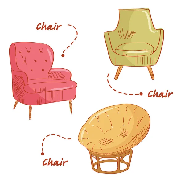 Set avec l'illustration des chaises — Image vectorielle