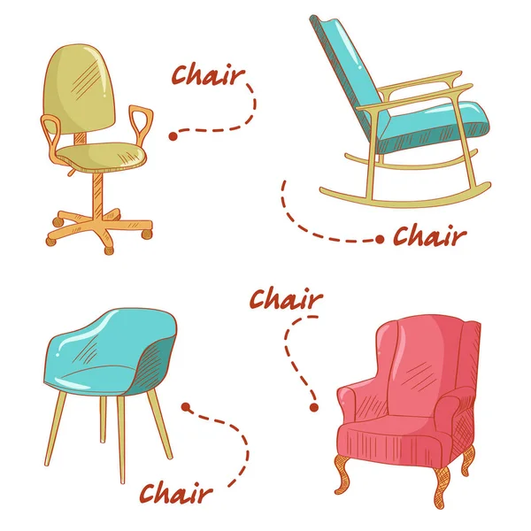 Set avec l'illustration des chaises — Image vectorielle