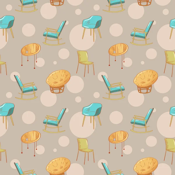 Seamless pattern with chairs. — Stock Vector
