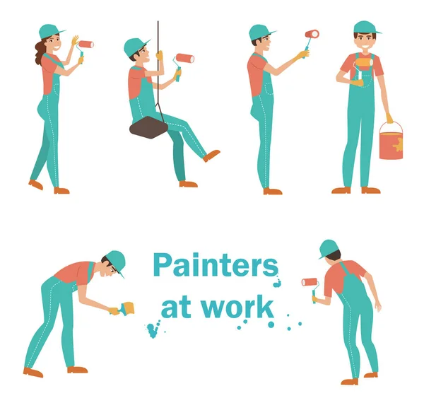 Pintores en el banner de trabajo — Archivo Imágenes Vectoriales