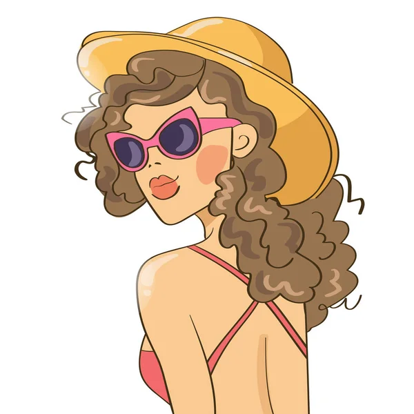 Menina de verão em óculos de sol . —  Vetores de Stock
