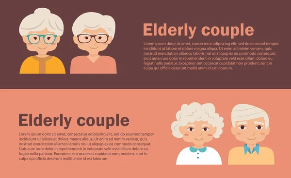 Ηλικιωμένοι ζευγάρια εικονογράφηση σε επίπεδη στυλ — Διανυσματικό Αρχείο