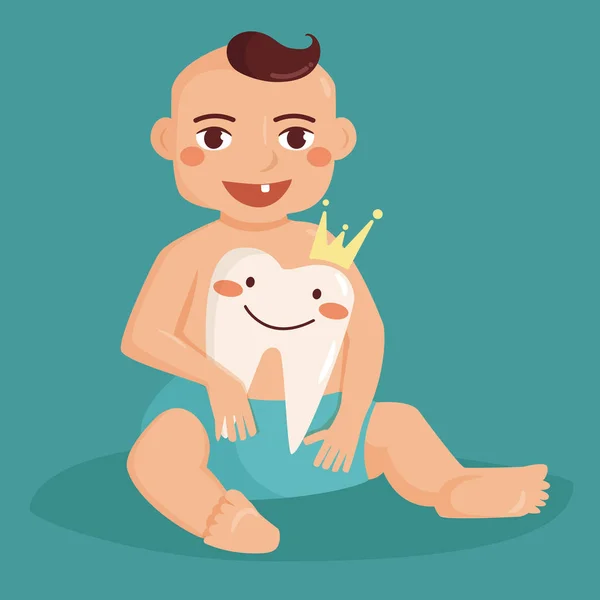 Bébé avec première dent — Image vectorielle