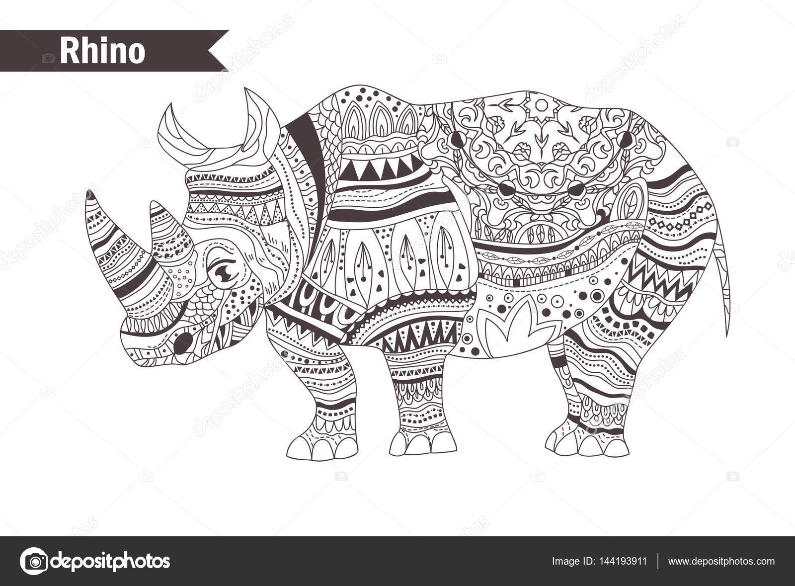 Nashorn im ZentangleStil lizenzfreie
