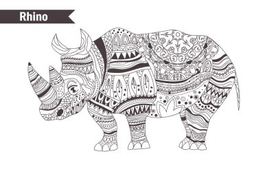 Rhino in zentangle style clipart
