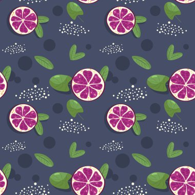 nar ve yeşil yaprakları ile desen.