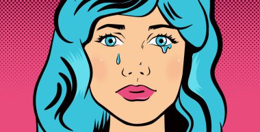 Ağlayan kız tarzı pop sanat. 