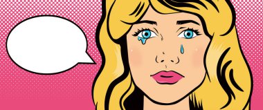 Ağlayan kız tarzı pop sanat. 