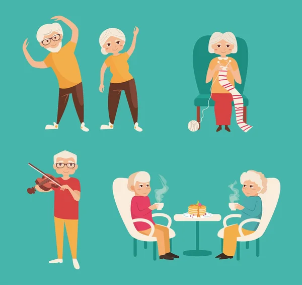 Set mit älteren Menschen. — Stockvektor